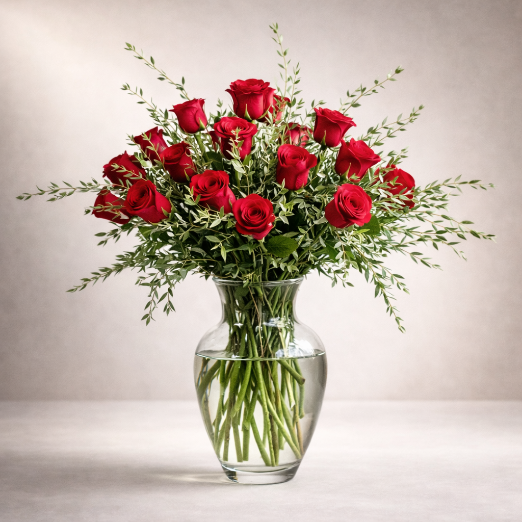 Classic Red Roses Jar