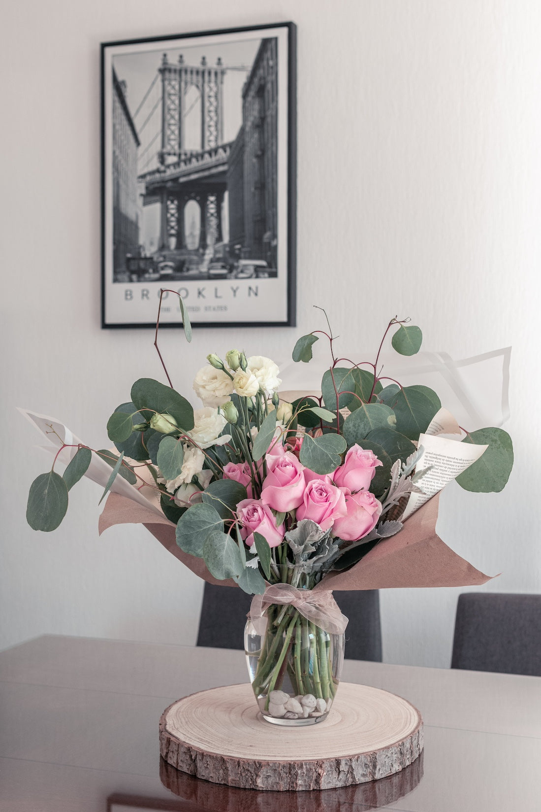 SILVER SERENITY ROSE & LISIANTHUS VASE